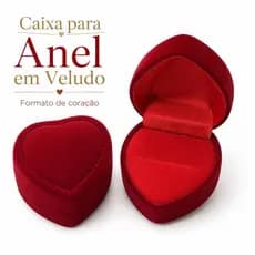 Caixinha de Anel Coração em Veludo Vermelha Porta Joias para Presente Namoro Noivado Casamento-A06