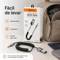 Adaptador de Áudio USB-C para P2 3,5mm Cabo Espiral Auto Sync Para Carro Caixa de Som Fone Smartphone-AD-206