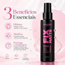 Fixador de Maquiagem Matte 120ml Spray Facial Mistrose Make-Up Hidrata Matifica e Prolonga a Make-MR004
