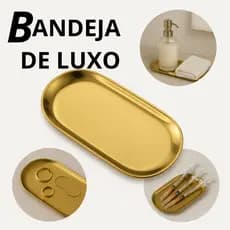 Bandeja Dourada Inoxidavel Multiuso, Lavabo, Porta Joias, Porta Seringa Decoração