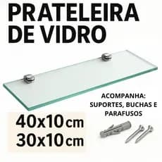 Prateleira de Vidro Porta Shampoo e Tempero 40x10, 30x10 Incolor, Verde, Fume