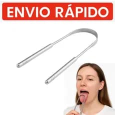 Limpador Raspador de Lingua Removedor de Bafo em Aço Inox Higiene Bucal