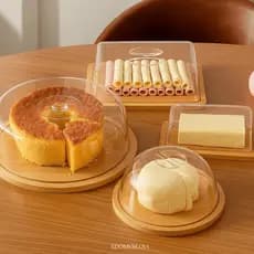 Kit 4 ITENS Café da Manhã Boleira + Manteigueira + Porta Frios Presunto Bambu + Queijo BAMBU Mesa Posta Bolo