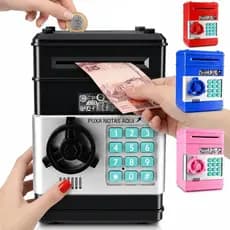 Cofre Eletronico Digital Puxa Notas Automatico Moedas Senha Luzes Som Infantil Criança Cofrinho Porquinho