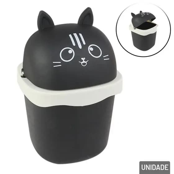 Lixeira Decorativa 1,5 Litros com Urso, Coelho, Gato e Porco Ideal para Banheiros, Pia e Escritórios