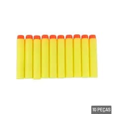 Refil Munição 10 Unidades Balas Nerf, lança dardo, amarela linda