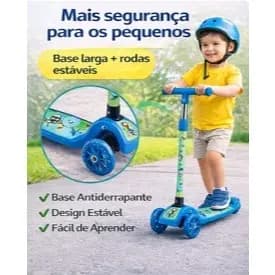 Patinete Infantil 3 Rodas Meu Patinete Irado Ajustável +2 Anos Antiderrapante