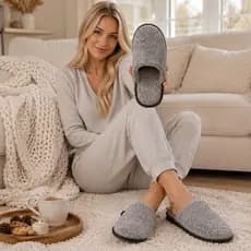 Pantufa Feminina e Masculina Senza Spina Confort Mesclada Tecido/lã Quentinha para Inverno