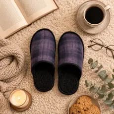 Pantufa Masculina Xadrez Chinelo de Inverno - Quentinha e Confortável
