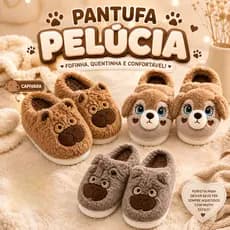 Pantufa Nuvem Pelúcia de Bichinhos Quentinha Confortável Inverno Adulta e Infantil