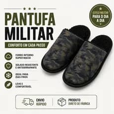 Pantufa Militar Camuflada Premium Peluciada Antiderrapante Super Quentinha