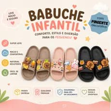 Chinelo Babuche Infantil Feminina Cute com Pingentes Kawaii Decorativos Super Leve Antiderrapante Confortável Macio