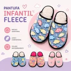 Pantufa Infantil Peluciada Confort FLEECE Tecido/lã Inverno Menino e Menina