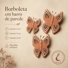 Borboletas Artesanais de Parede em Barro | Tamanhos P, M e G