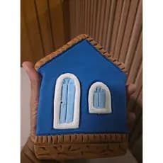 ✨  Casinha de Parede Artesanal em Barro – Azul Vibrante (p- ver) 21x16 ✨