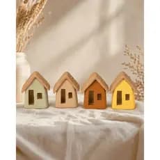 Kit 4 Casinhas de Barro Artesanais Pintadas à Mão – 5 x 5 x 5 cm