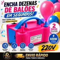 Inflador Elétrico de Balões 220V 2 Bicos Máquina Encher Bexiga Profissional 600W Festas Eventos