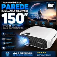 Projetor Portátil WiFi Bluetooth HD Nativo 4500 Lumens Tela 150" Espelhamento Android iPhone E470