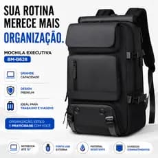 Mochila Executiva Notebook Impermeável USB Viagem Dobrável BM-B628 Compartimento Sapatos Masculina Feminina