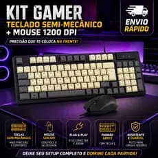 Kit Gamer Teclado Semi Mecânico e Mouse 1200 DPI USB ABNT2 Altomex AL-9510 Plug Play Gamer