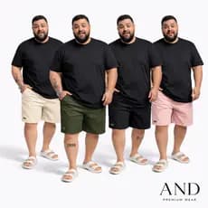 Kit 4 Short Plus Size Mauricinho em Linho G1 G2 G3 G4 G5 – Qualidade Premium - Bermuda - sarja
