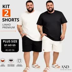 Kit 2 Short Plus Size Mauricinho em Linho G1 | G2 | G3 | G4 | G5 – Qualidade Premium -Bermuda-