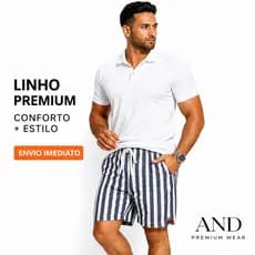 SHORT LINHO LISTRADO MASCULINO MAURICINHO BERMUDA VERÃO ELEGANTE CONFORTO E ESTILO