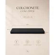 Colchonete 1,80 x 60 x 5 -escola , Academia , Creche , Treino Cor preto