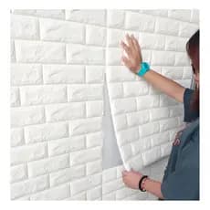 Kit 5 Painel 3d Tijolo Placa Papel Parede Auto Adesivo 70x77cm Adesivo de Parede Tijolinho Branco