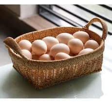 Cesta Rattan Com Alça Multiuso Organizador Fruteira Mesa Cozinha
