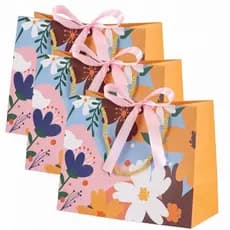 Sacola Luxo para Presentes – Papel Reforçado, Alça de Corda Resistente e Fecho com Fita kit com 3 unidades