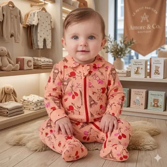 macacão bebê 100% algodão estampado com zíper vira pé