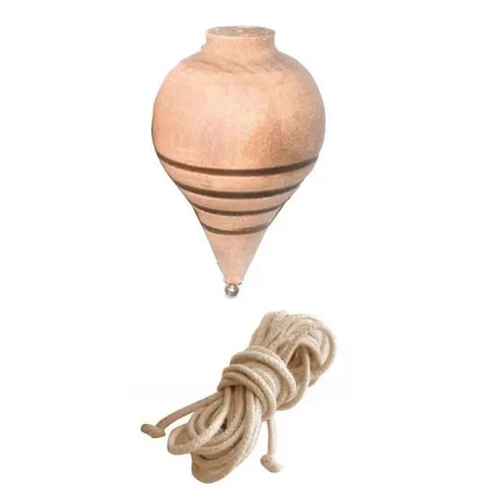 Pião de Madeira com Fieira Brinquedo Clássico para Crianças e Adultos