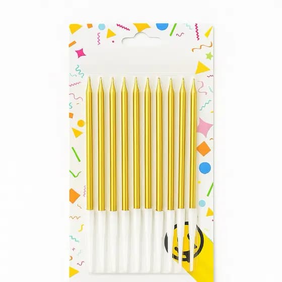 Velas Palito Para Aniversário Dourado e Prata 10 Unidade Para Decoração e Festa