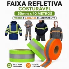 Faixa fita refletiva para uniforme e roupa rolo 50MT - 50mm