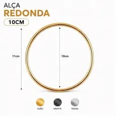 Alça para bolsa de metal redonda 10cm - 1PAR