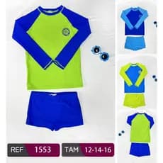 CONJUNTO CAMISA + SUNGA BOXER PROTEÇÃO UV 50+  VESTE DE 12AO 16 ANOS 1553-1779
