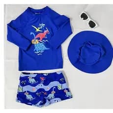 Kit Moda Praia Infantil Menino com Proteção Solar UV50 + Tapa Fralda e Chapéu- 1554