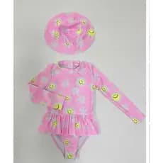 Maiô infantil Com Chapéu Manga Longa Menina Proteção Solar Uv 50 Maio 1548-2025