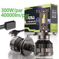 Par Farol Ultra Led Lâmpada Carro Led H4 H7 H11 9005 9006 300W 40000LM 6500K Branco Luz