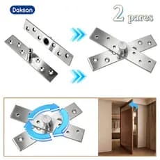 2 Pares Dobradiça Pivotante Inox 304 360 Graus Para Portas E Móveis Invisível Até 250kg