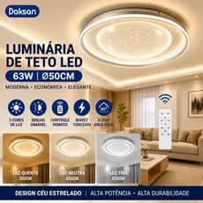 Plafon LED Céu Estrelado 63W 50cm Com Controle Remoto 3 Cores Dimerizável Bivolt Para Sala E Quarto