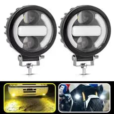 Par Farol Auxiliar LED 120W 18000LM Angel Eye Branco Universal para Carro Moto Jeep