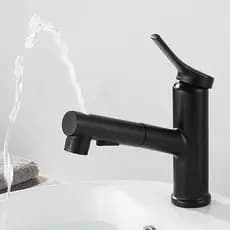 Torneira De Luxo Quente e frio Banheiro Lavabo cuba Com mangueira Cascata Monocomando Preta Fosca