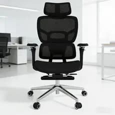 Cadeira Ergonômica Profissional Reclinável Apoio Lomar Ajustável Cadeira Escritório Completa Descanso Pé 130-138CM