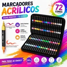 Caneta Marcadora Acrílica Tinta Ponta Dupla 72/48 Cores Para ara desenhos Pedra , Vidro, Plástico,caixa de secagem