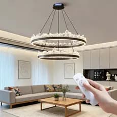 Lustre Para Sala Cristal Em Forma De Anel 3 Cores 180w Escurecimento Contínuo Entrega De Controle Remoto 110-220v