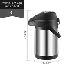Garrafa Térmica Bomba 3L Inox - Grande Capacidade para Café/Chá
