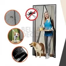 Tela Mosquiteira com pontas magnéticas para Porta 210x90cm Preta Anti Insetos Fácil Instalação Lavável