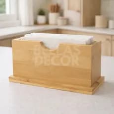 Porta Guardanapo de Bambu Natural Compacto  | Ideal para Mesa, Cozinha e Área Gourmet
